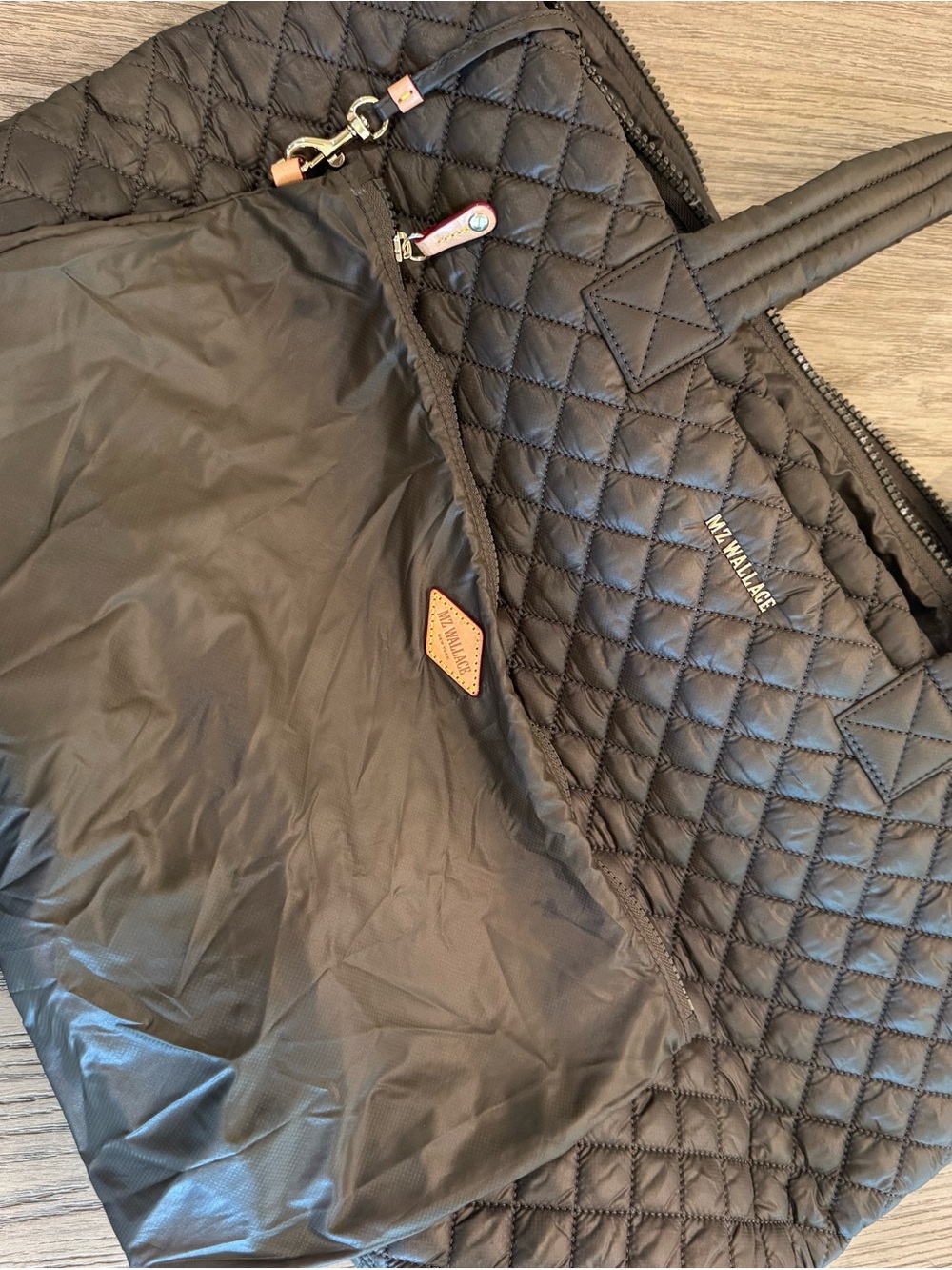 MZ Wallace Quilted Metro Tote in Taupe Brown - Picture 15 of 16